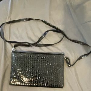 Black Patent Leather Snap Front Crossbody